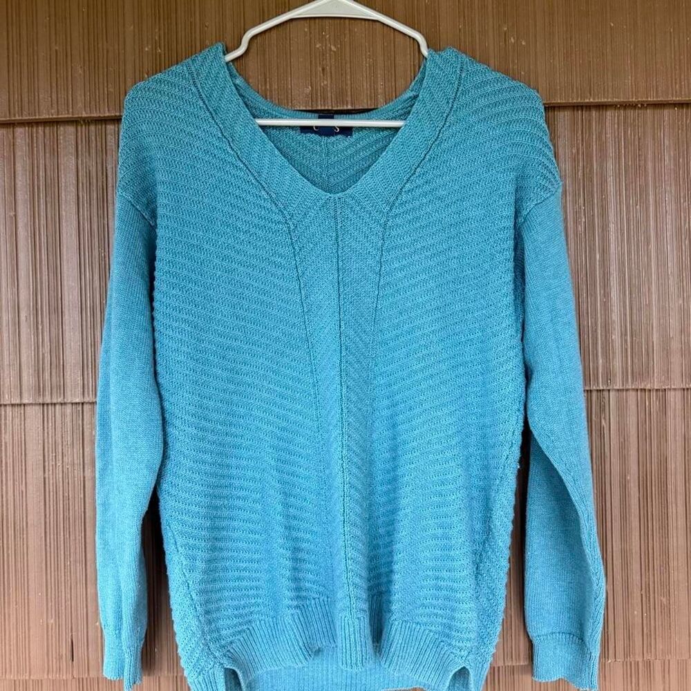 Chaps Women's Blue and Green Jumper